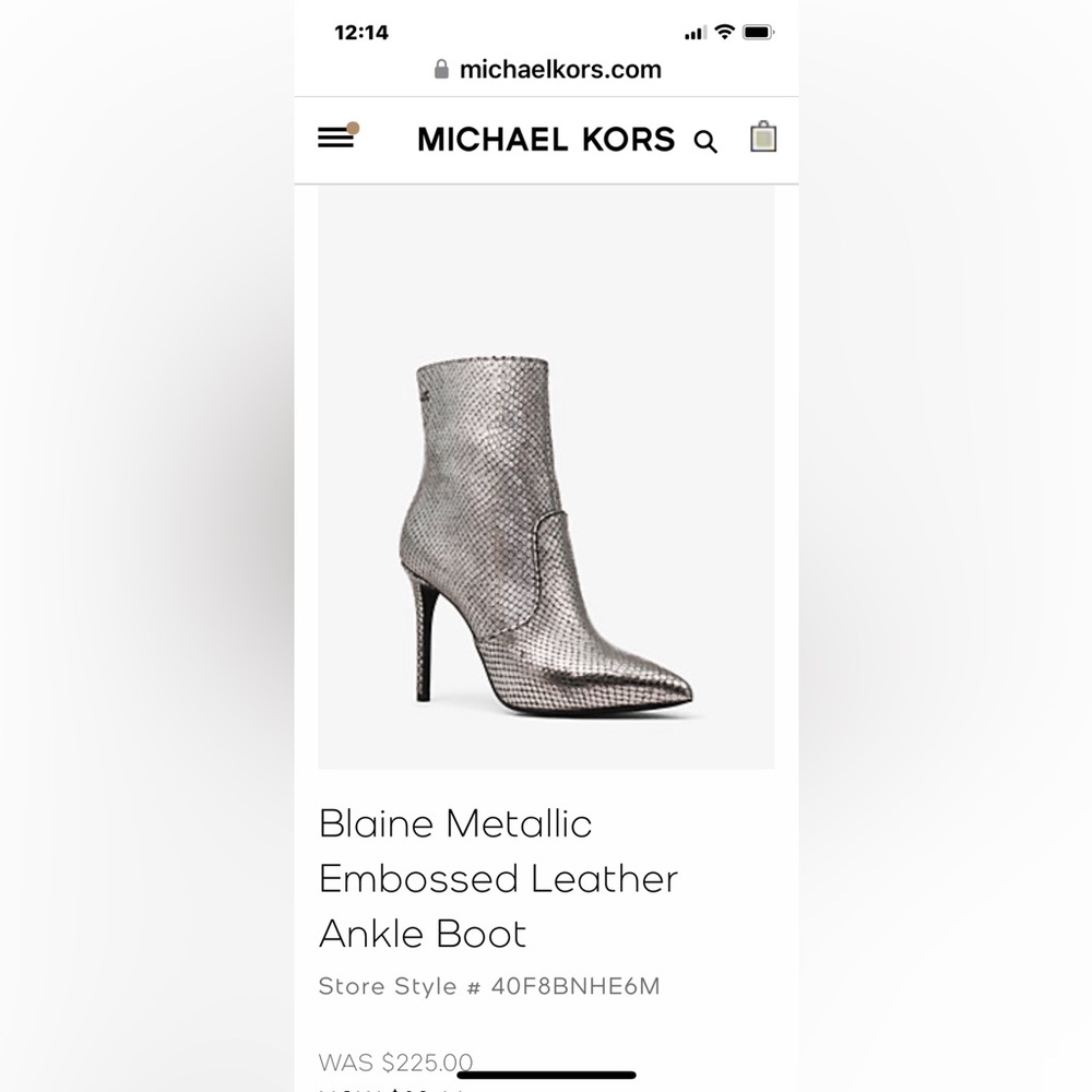 Michael Kors Blaine Metallic Embossed Leather in silver.
